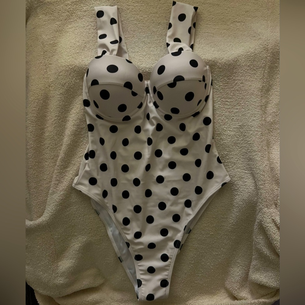 Never worn polka dot one piece swimsuit!